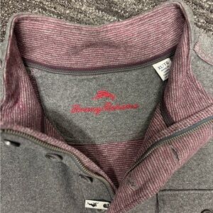 Tommy Bahama Charcoal and Burgundy Pullover